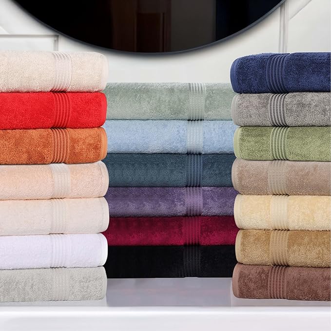 Superior Egyptian Cotton Bath Towel Set Towels for Home Bathroom Master Guest Bath Decor Essentials Quick Dry Absorbent Large Body Towels Spa Hotel Resort Adult Kids Set of 4 Charcoal