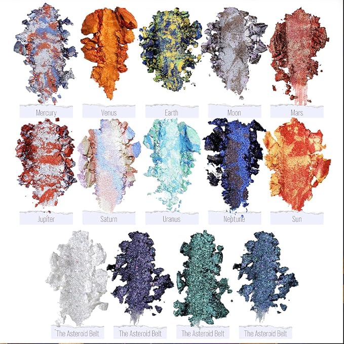 Galactic Assemble Eyeshadow Palette ? Solar System Inspired 3D Planet Design 14 Handcrafted Shimmer &amp Metallic Shades with Creamy Wet Texture High-Pigmented Makeup Palette Gifts for Women &amp