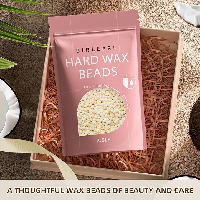 2.5lb Wax Beads for Hair Removal Brazilian Bikini Hard Wax for Sensitive Skin Hard Wax beads Perfect for Full Body Eyebrow Facial Beard and Underarms at Home for Women and Men (Cream)
