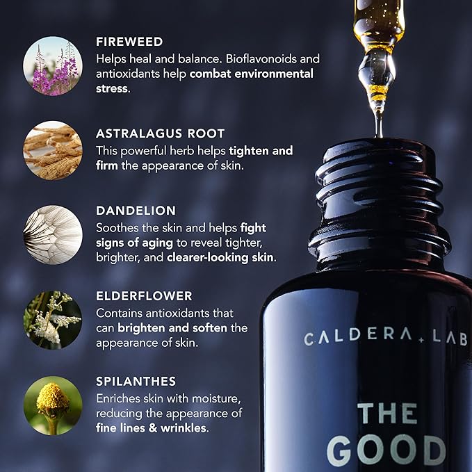 Caldera + Lab The Good | Men's Organic Moisturizing Face Serum for Dry Sensitive &amp Normal Skin ? Vegan Natural &amp Antioxidant Packed Skincare Facial Oil