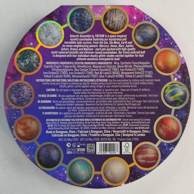 Galactic Assemble Eyeshadow Palette ? Solar System Inspired 3D Planet Design 14 Handcrafted Shimmer &amp Metallic Shades with Creamy Wet Texture High-Pigmented Makeup Palette Gifts for Women &amp