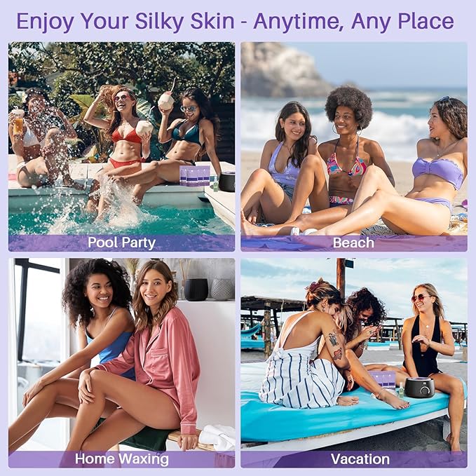 BLITZWAX Brazilian and Bikini Waxing Kit for Women Hard Wax Warmer for Face Legs and Body At Home Hair Removal Kit Beginner Friendly Quick Heating 28 Accessories