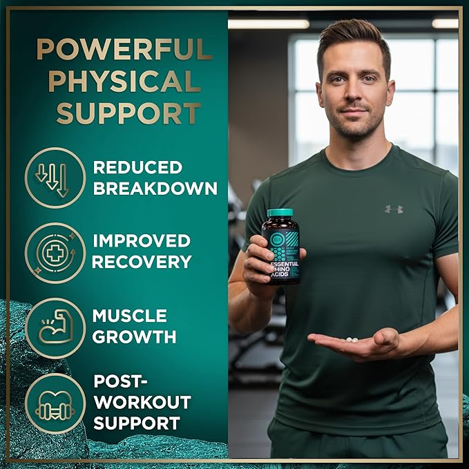WILD FUEL Essential Amino Acids Supplement for Women and Men - All 9 BCAAs Amino Acid Complex for Power and Recovery - EAA Lysine Tryptophan Isoleucine - 2 Pack 240 Vegan BCAA Capsules