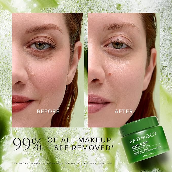 Farmacy Deep Double Cleanse Skincare Gift Set - Green Clean Makeup Remover Cleansing Balm &amp Whipped Foaming Face Wash for Oily Skin - Melts Away Makeup &amp Helps Promote Healthy Skin (2 Count)