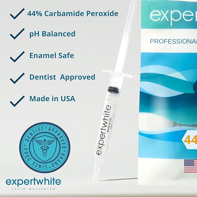 Ultra+ 44% Teeth Whitening Gel Refills for Trays. Carbamide Peroxide Strongest Dental Tooth Bleaching Syringe for Brite Teeth Smile (4 gels 3cc Each 15 Minutes). Gels only. No Trays.
