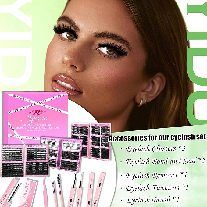 6 Box Mix Lashes Clusters Kit Gift Packs 1686Pcs with 2X Bond&ampSeal Volume Mega/Bottom Soft Extension False Eyelash D Curl Wispy Natural DIY Individual Fake Eyelashes for Beginners Bulk Pack