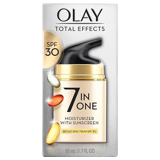 Olay Facial Moisturizing Lotion SPF 30 Total Effects for Dry Skin 7 Benefits including Minimize Pores Anti-Aging 1.7 oz