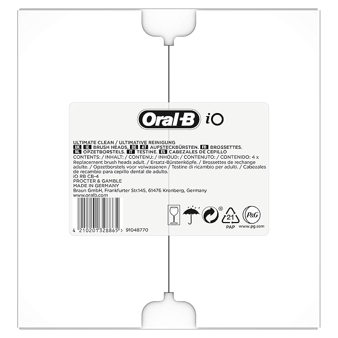 Oral-B iO Ultimate Clean Electric Toothbrush Head Twisted &amp Angled Bristles for Deeper Plaque Removal Pack of 4 Suitable for Mailbox Black
