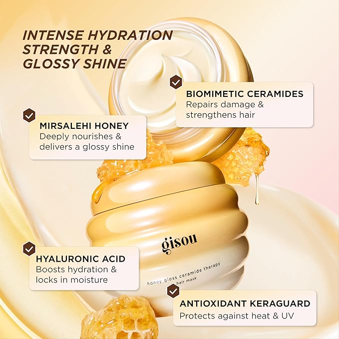 Gisou Honey Gloss Ceramide Therapy Hair Mask ? Deep Repair &amp Hydration with Mirsalehi Honey Ceramides &amp Hyaluronic Acid 7.8 fl oz