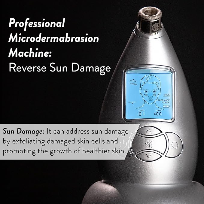 Microderm GLO Diamond Microdermabrasion Machine and Suction Tool - Clinical Micro Dermabrasion Kit for Anti Aging Advanced Home Facial Treatment System Blackhead Remover &amp Exfoliator for Acne Sc