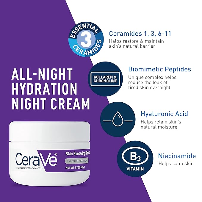 CeraVe Vitamin C Serum and Night Cream Skin Care Set Brightening Serum with 10% Pure Vitamin C &amp Night Moisturizer with Peptides + Hyaluronic Acid Travel Essentials 1oz Vit C + 1.7oz Moisturize