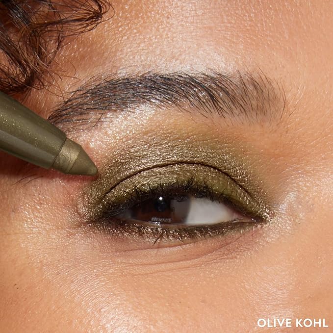 LAURA GELLER NEW YORK Kajal Longwear Kohl Eyeliner Pencil - Olive Kohl - Caffeine and Vitamin E - Smooth &amp Blendable Liner - Built-In Sharpener