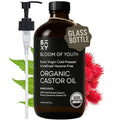 100% Pure Cold Pressed Organic Castor Oil Glass Bottle 16oz | Hexane Free Unrefined USDA Certified | For Hair Growth Skincare Castor Oil Pack Face Joints Carrier Oil Eyelashes Eyebrows