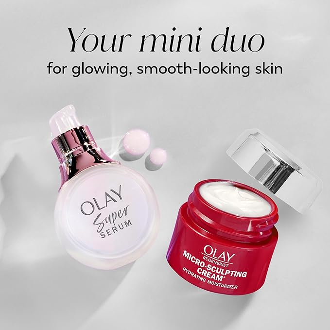 Olay Super Serum and MicroSculpting Cream Mini Duo Best Sellers Kit Super Serum 0.4 FL OZ  MSC 0.5 FL OZ
