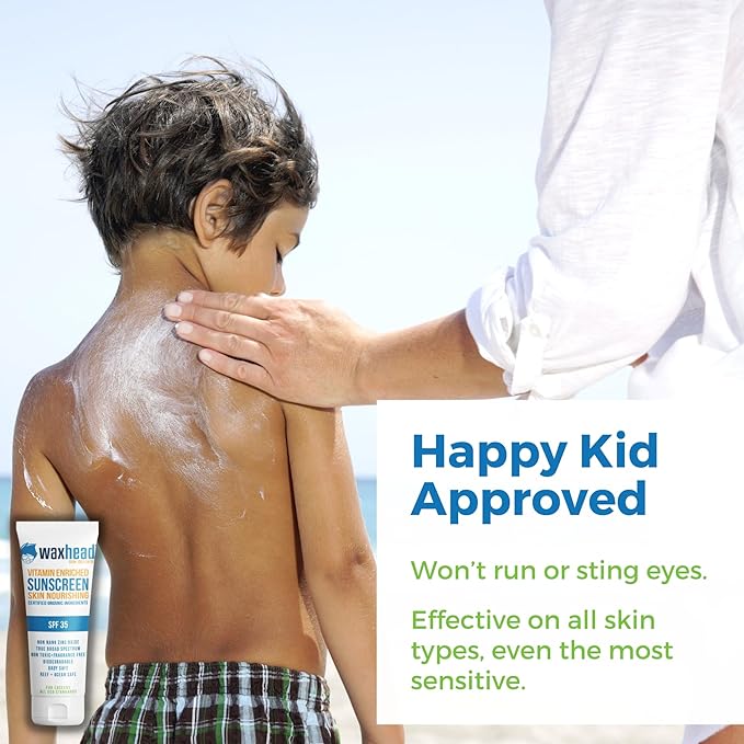 Waxhead Non-Nano Zinc Oxide Sunscreen EWG Sunscreen with Zinc Oxide for Face + Body Mineral Natural Non-Toxic Pure Sunblock Biodegradable Cream Lotion Sun Block Tattoo Eczema Vitamin D + E (4oz)