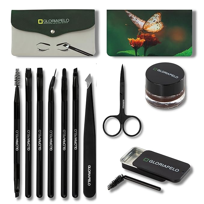 Eyebrow Brush Set ? Premium Make-up Brush Kit ? 10pcs Eyebrow Brush Makeup - Professional Make-up Brush Set - Eyebrow Makeup Gel - Eyebrow Lamination Soap