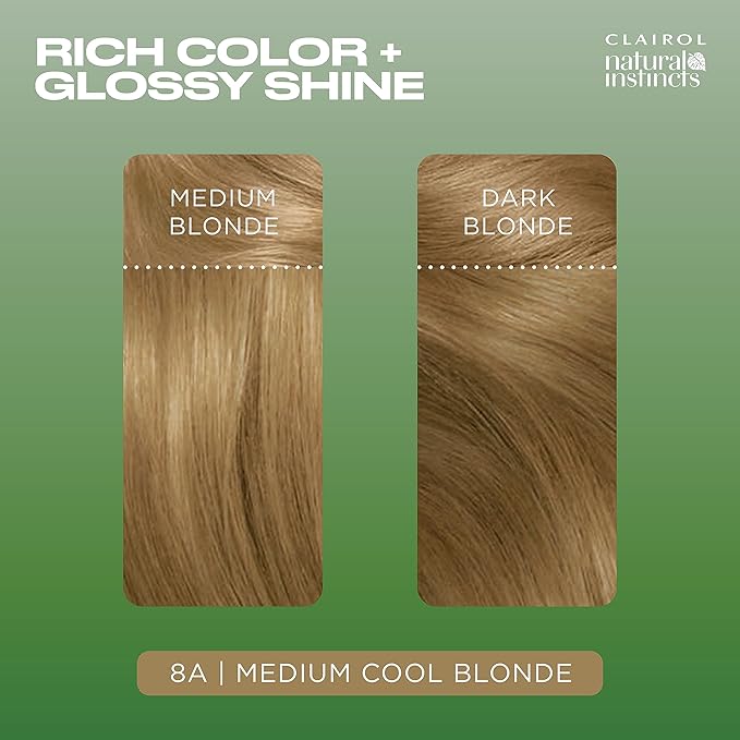 Clairol Natural Instincts Demi-Permanent Hair Dye 8A Medium Cool Blonde Hair Color Pack of 3