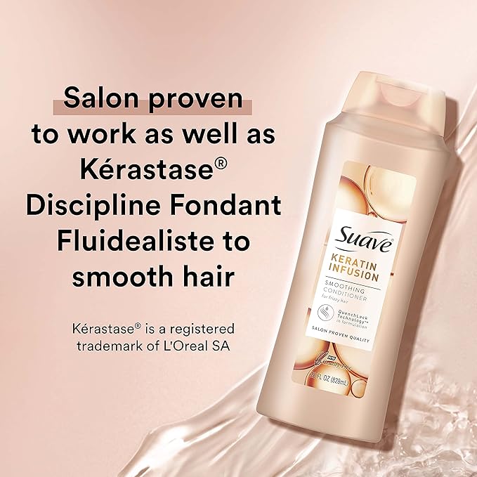 Suave Professionals Smoothing Conditioner For Dry Hair Keratin Infusion Hair Conditioner with 48-hour Frizz Control 28 oz Pack of 4