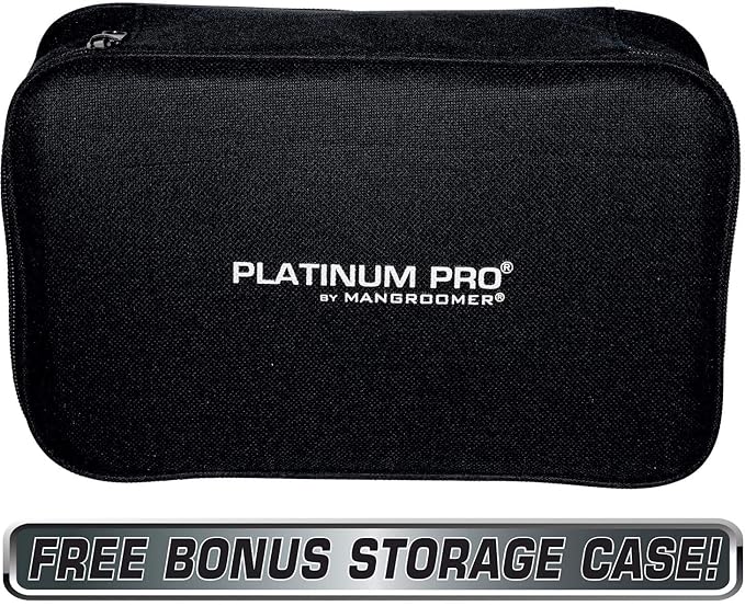 Platinum Pro by MANGROOMER New Back Shaver with 3 Shock Absorber Flex Heads Power Hinge Extreme Reach Handle &amp Bonus Case! (Generation 8.0) 4 Piece Set