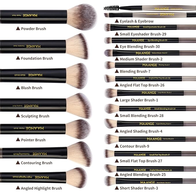 MAANGE Makeup Brushes 30 Pcs Makeup Kit Multi-functional Makeup Tool Set with 20 Pcs Makeup Brush Foundation Brush Make up Brushes Set with BagBlack