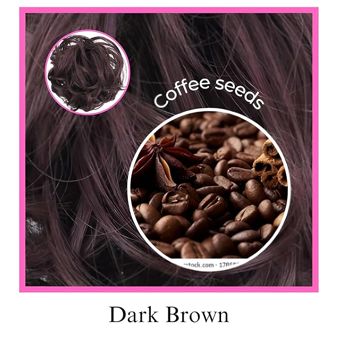 Juvabun Hair Extensions Dark Brown ? Soft Curly Hair Extensions Clip-In for Natural Volume &amp Quick Updo Styling Hair Bun Maker