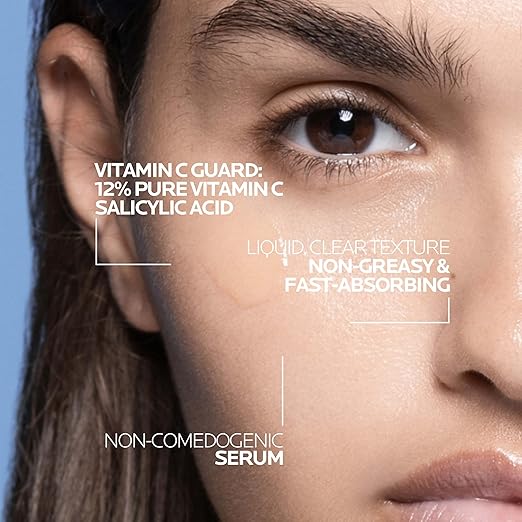 La Roche-Posay Pure 12% Vitamin C Serum For Face With Hyaluronic Acid &amp Salicylic Acid Hydrating Face Serum Boost Radiance &amp Reduce Wrinkles 2 Formulas for Normal or Oily Skin Control