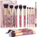 Glitz and Glam Essentials Makeup Brushes 1 Set Rhinestone Makeup Brush Set Professional Beauty Cosmetic Brushes with Bag for Face Make Up Tools (pink)