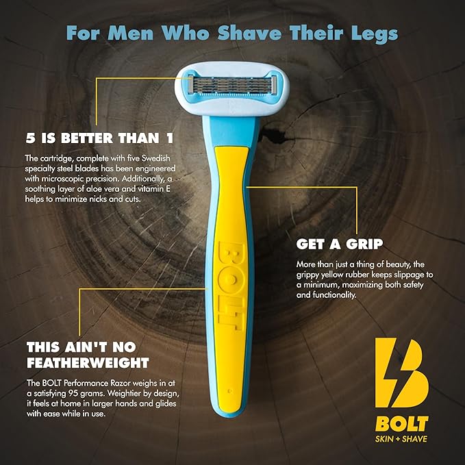 Get Smooth Bundle for Men - Shaving Kit for Legs Head Chest &amp Arms - Includes Razor Shave Butter and 3 Refill Cartridges