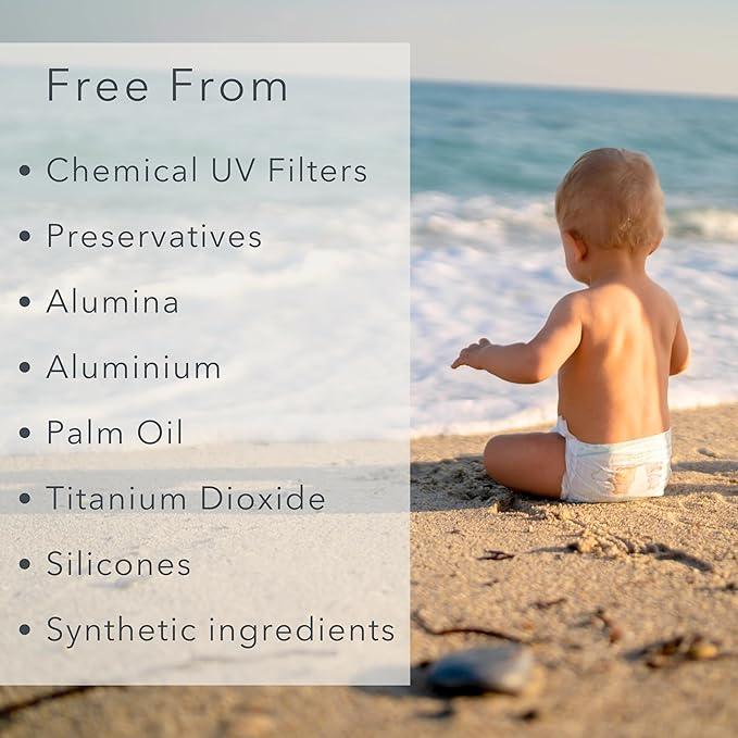 Baie Botanique Soleil B?b? - Organic Non-Toxic Mineral Baby Sunscreen SPF 50 - Sunflower &amp Jojoba - Unscented - Natural - Vegan - No White Cast - Reef Safe - UVA/UVB - 100g