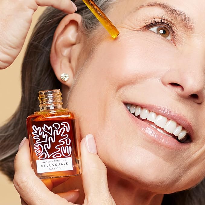 Naked &amp Thriving Restorative Night Routine | Renew Night Serum (30 mL) + Revive Eye Cream (15 mL) + Rejuvenate Face Oil (35 mL) with Peptides Squalane Hyaluronic Acid and Fruit AHAs (Set of 3)