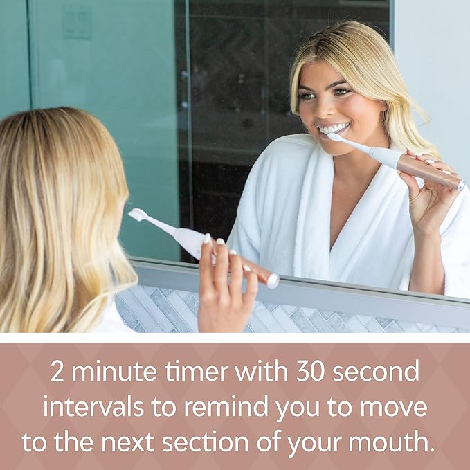 Tao Clean UV Sanitizing Sonic Toothbrush and Cleaning Station Electric Toothbrush Dual Speed Setting Rose Gold