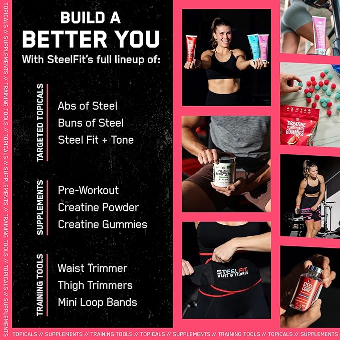 SteelFit Creapure Creatine Monohydrate Gummies for Men &amp Women Juicy Watermelon - Gym Workout Nutritional Supplements for Muscle Gain Brain Health &amp Strength Building Dietary Supplement 120