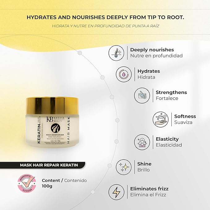 Kashia Beauty Keratin Hair Repair Mask 3.5 oz ? Deep Conditioning Treatment with Jojoba Oil Silk &amp Collagen ? Restores Damaged Chemically Treated Hair ? Anti-Frizz &amp Hydrating Repair Cream
