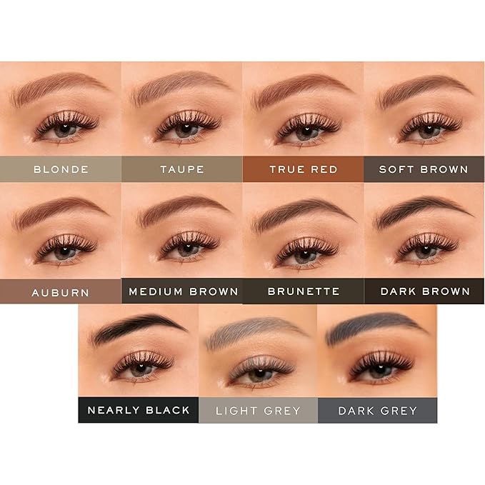 MADLUVV Brow Stamp Kit with Brow Stencils ? Easy Eyebrow Shaper for Natural-Looking Brows ? Popular Eyebrow Stencil Kit Used by Professionals ? 9 Shapes Spoolie Travel Bag &amp Stamp (Light Grey)
