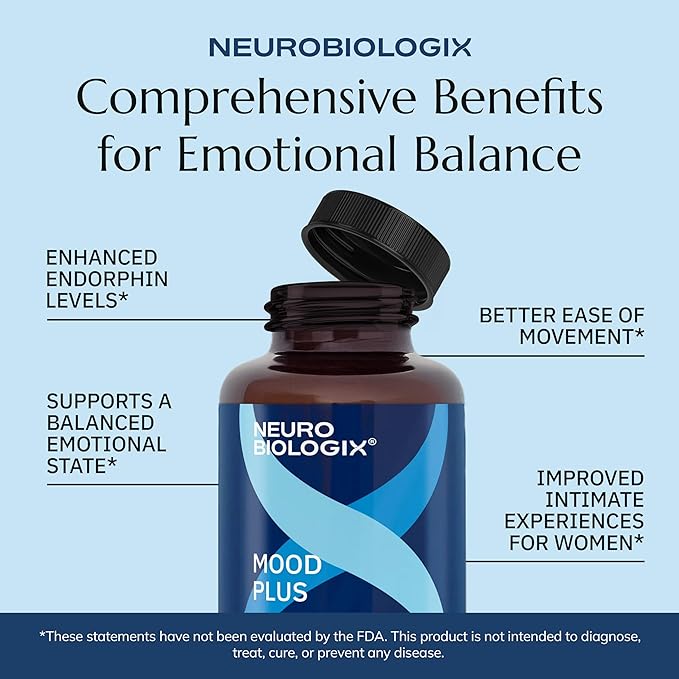 Neuro biologix Mood Plus for Men and Women Advanced Supplement with GABA 5-HTP Ashwagandha Magnesium &amp Chamomile for Emotional Balance Serotonin Support &amp Relaxation 60 Capsules