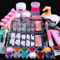Nail Kit Set Professional Acrylic with Everything 12 Glitter Acrylic Powder Tips Decoration DIY Nail Art Tools &amp Supplies for Beginners