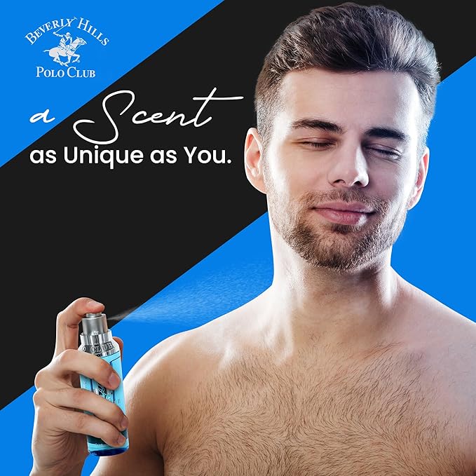 Beverly Hills Polo Club BHPC Blue Men's 5-Piece Grooming Gift Set - Fresh Scent Collection for Him