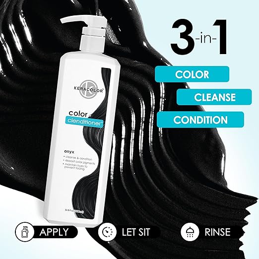 Keracolor Color + Clenditioner 3-in-1 Color-Depositing Conditioner Gentle Cleansing Conditioner Infusing Semi-Permanent Hair Color 9 Shades 33.8 Fl Oz