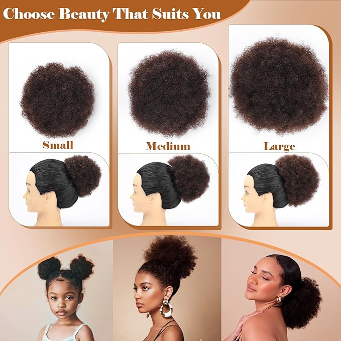 Fullart Afro Ponytail For Black Women #H1-99J Black mix Wine Red 100% Remy Human Hair No Shedding No Tangling No Lice Durable Natural Soft and Smooth Curly Drawstring Ponytail For Kids