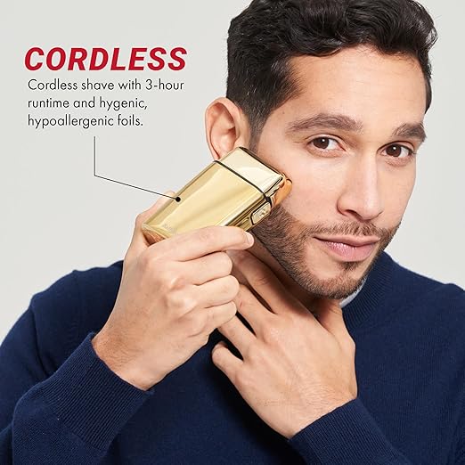 METALFX Double Foil Shaver Handheld Electric Razor for Travel Portable Cordless Close Face Shaver for Head Beard &amp Neck