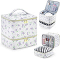 CTWWFS Nail Polish Organizer and Nail Lamp Case Nail Kit Organizer Holds 30 Bottles (15ml - 0.5 fl.oz) and a Nail Lamp Nail Polish Carrying Case with Manicure Tools Storage Sections (Purple Flower)