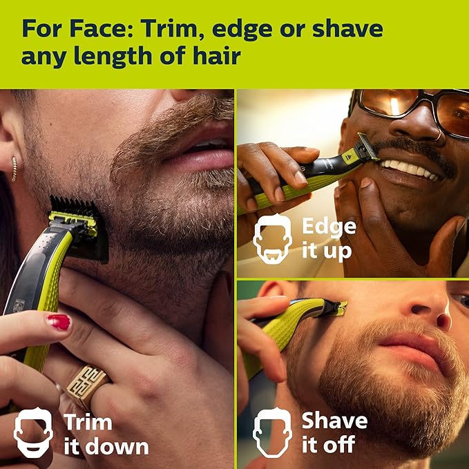 Philips Norelco OneBlade 360 Blades Genuine Replacement Blades for OneBlade Electric Shaver and Trimmer Durable Stainless Steel Trim Edge and Shave 3 Pack QP430/80