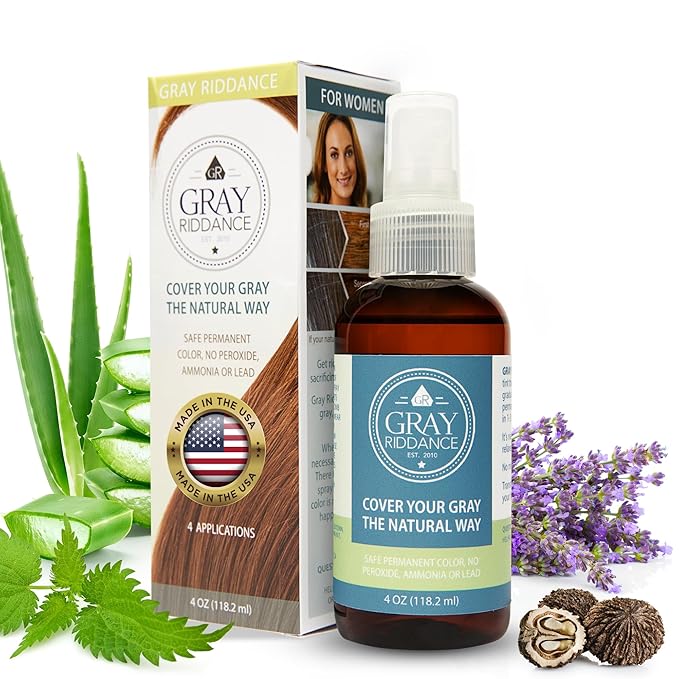 Natural Hair Dye Color Spray - Vegan Cruelty-Free Ammonia-Free Non-Toxic Permanent Brown Hair Color - 100% Gray Coverage with Organic Ingredients Safe for Pregnancy - 4 fl oz