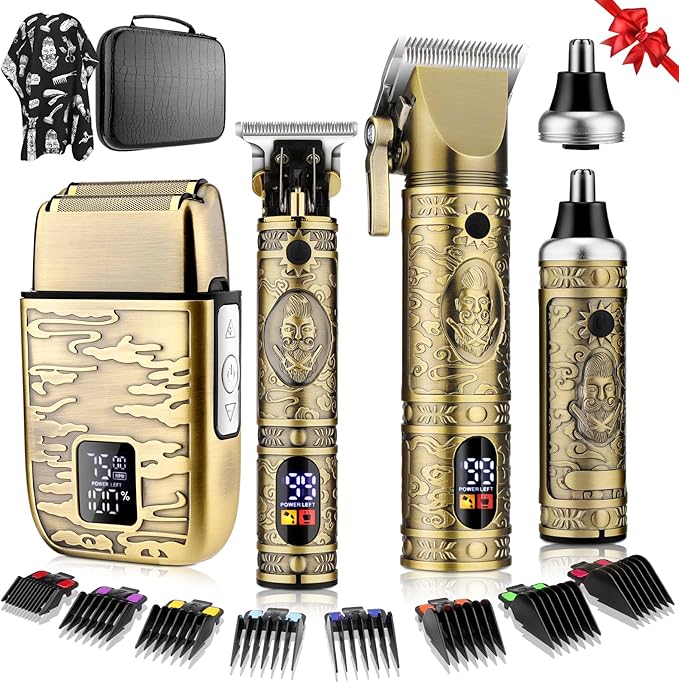 Hair Clippers for Man T-Blade Trimmer Nose Hair Trimmer Electric Shaver Set Professional Metal Body Barber Clippers Set for Haircut Men?™s Grooming Kit with LCD Display Ideal Gift for Him