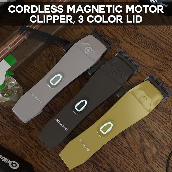 .50 Cal BMG Clipper - Professional Cordless Magnetic Motor Clippers - Quiet Operation Trimmer - Rechargeable Powerful Battery - Easy Zero Gap Cut - Hair Grooming Tool for Men