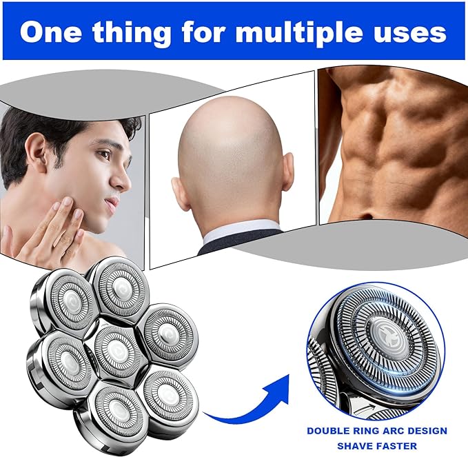 7 Head Shaver Replacement Head Shavers for Bald Men for Most Brand Men Foil Shaver Razor Universal Shaver Head3pack