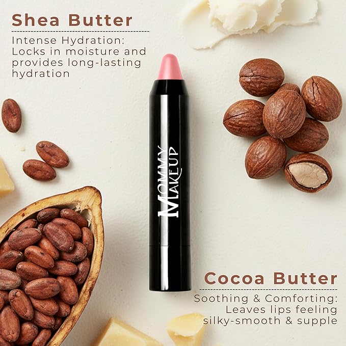 Mommy Makeup Triple Sticks Lipstick Cream Blush &amp Treatment All-In-One with Shea &amp Cocoa Butter - Soft &amp Creamy Moisturizing Lip Crayon For Lips &amp Cheeks (Glinda)