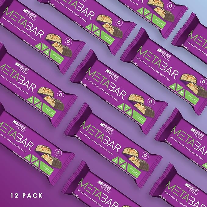 *NEW* No Sugar META BAR - High Protein Energy Bars 0g Sugar 14g Protein Low Net Carb Chocolate Caramel &amp Peanut - Grab &amp Go Protein Snack Bars with Six Layers of Decedent Delight - Gluten
