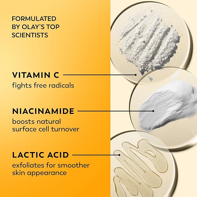 Olay Vitamin C Face Moisturizer Brightening Cream for Women Instant Hydration Evens Tone Dark Spot &amp Hyperpigmentation Reduction Glowing Skin Care - Niaciniamide Lactic Acid 1.7 Oz