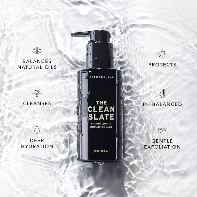 Caldera + Lab The Clean Slate | Men's Organic Foaming Facial Cleanser for Dry Sensitive &amp Normal Skin ? Vegan Natural &amp Antioxidant Packed Exfoliating Face Wash